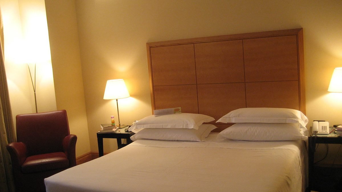 Furnished room with a made bed, ESAs in temporary housing